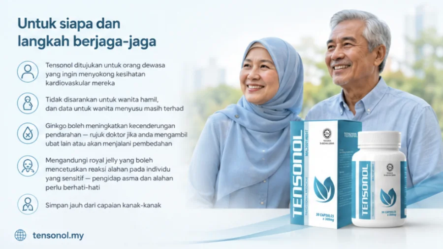 Kotak dan botol Tensonol perubatan tradisional berdaftar